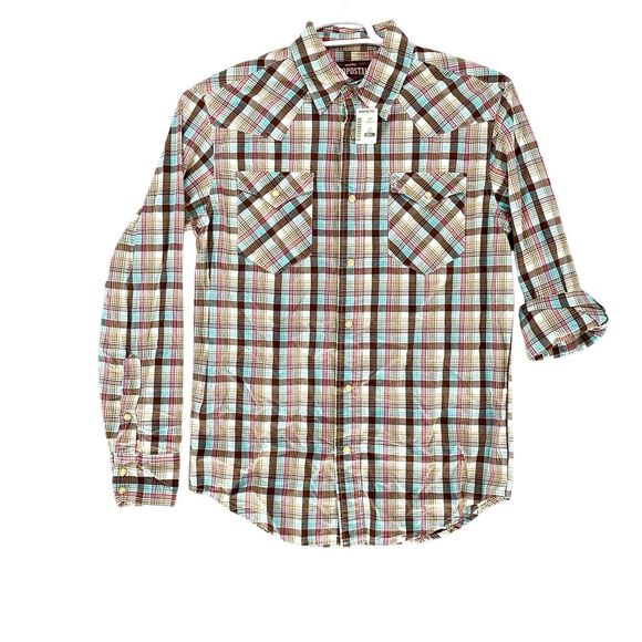 NWT Aeropostale Long Sleeve Button Up Plaid Cotton Shirt‎ Mens Small NEW - Picture 1 of 9